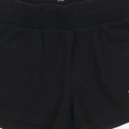 Puma Girls Black Pink Logo Athletic Jersey Shorts UK 10 Years