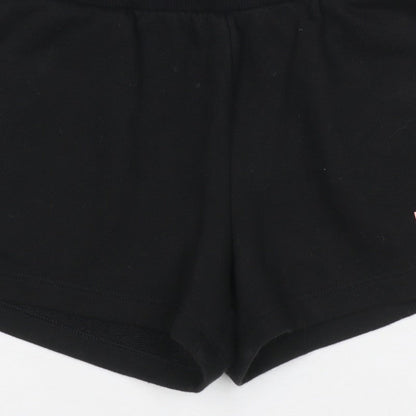 Puma Girls Black Pink Logo Athletic Jersey Shorts UK 10 Years