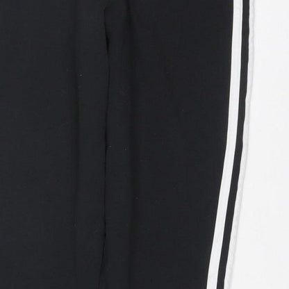 adidas Women Black UK 18 Track Pants Side Stripe Sports Trousers