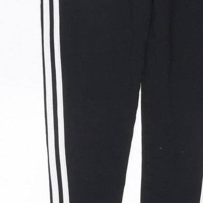 adidas Women Black UK 18 Track Pants Side Stripe Sports Trousers