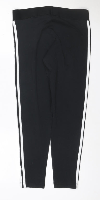adidas Women Black UK 18 Track Pants Side Stripe Sports Trousers