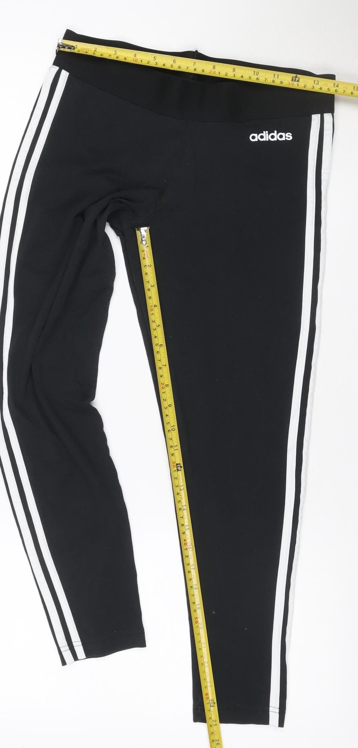 adidas Women Black UK 18 Track Pants Side Stripe Sports Trousers