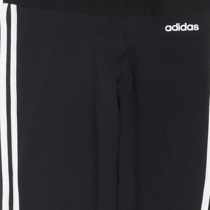 adidas Women Black UK 18 Track Pants Side Stripe Sports Trousers