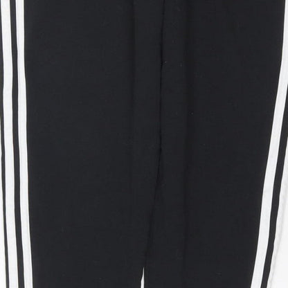 adidas Women Black UK 18 Track Pants Side Stripe Sports Trousers