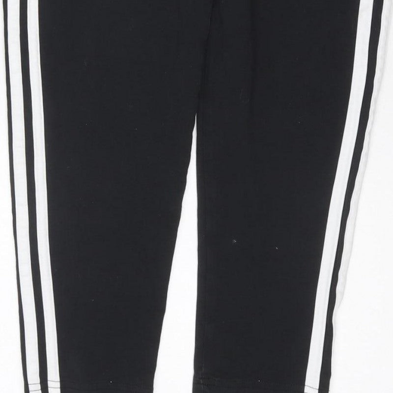 adidas Women Black UK 18 Track Pants Side Stripe Sports Trousers
