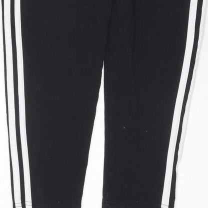 adidas Women Black UK 18 Track Pants Side Stripe Sports Trousers