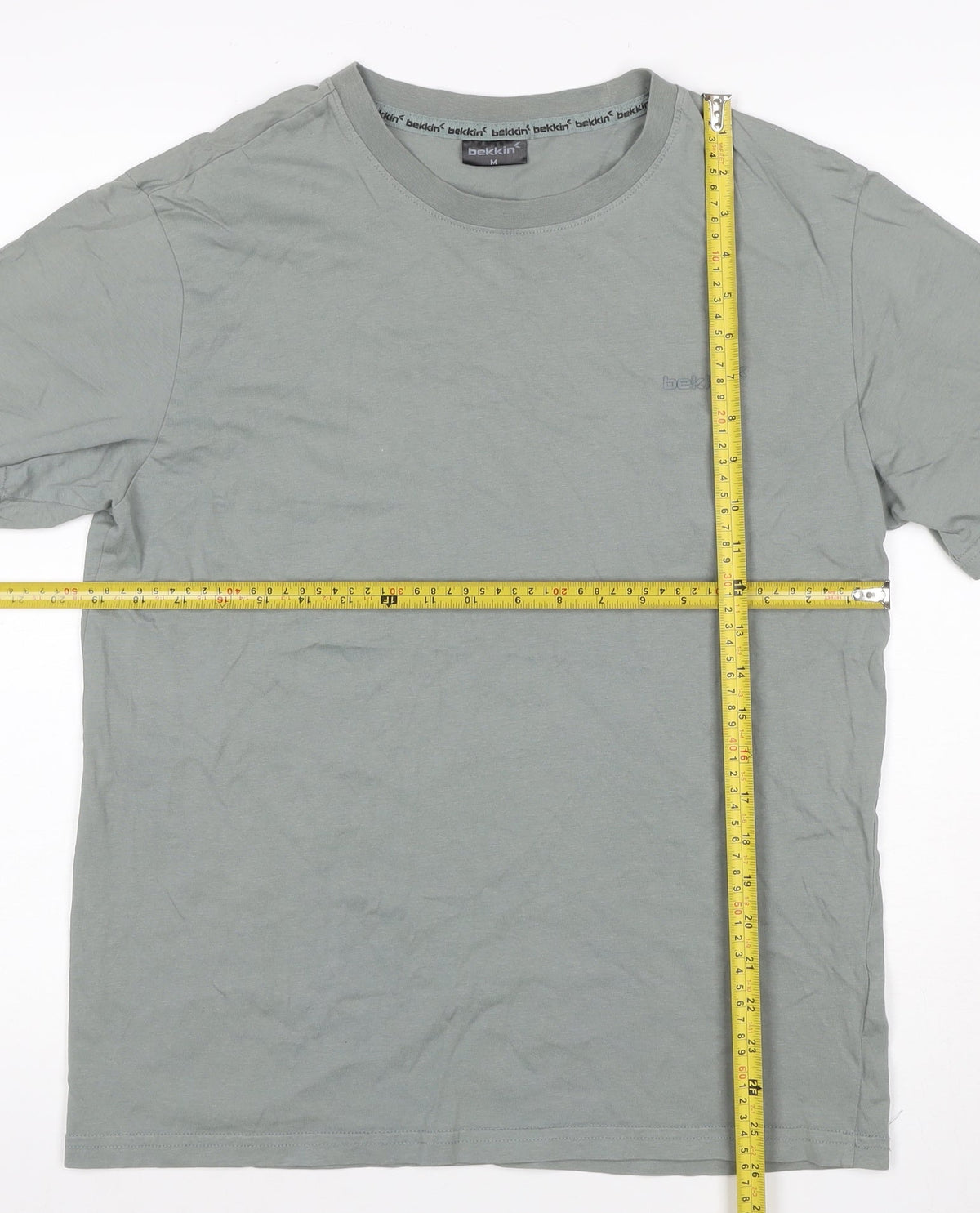 Bekkin Unisex Adults Grey M Basic Crew Neck Short Sleeve T-Shirt