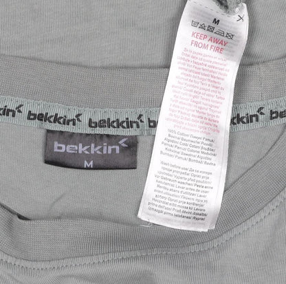 Bekkin Unisex Adults Grey M Basic Crew Neck Short Sleeve T-Shirt