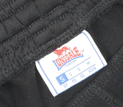 Lonsdale Men's Black S Track Pants Elastic Waist Zip Pockets