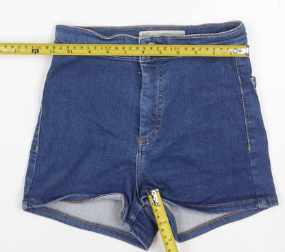Topshop MOTO Women’s Blue Denim Hot Pants Shorts UK 6 High Rise Stretch