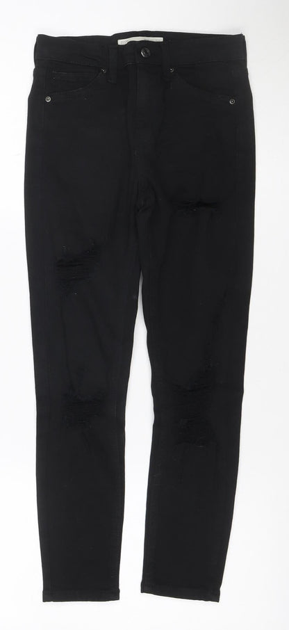 Topshop Jamie Women’s Black UK 6 Petite High Rise Distressed Skinny Jeans