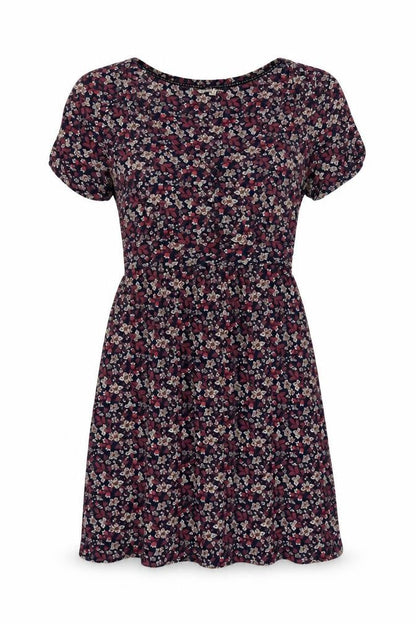 FatFace Women Blue Floral Fit & Flare Short Sleeve Dress UK 14