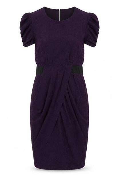 Marks & Spencer Women Purple Lace Bodycon Dress UK 12 Puff Sleeve
