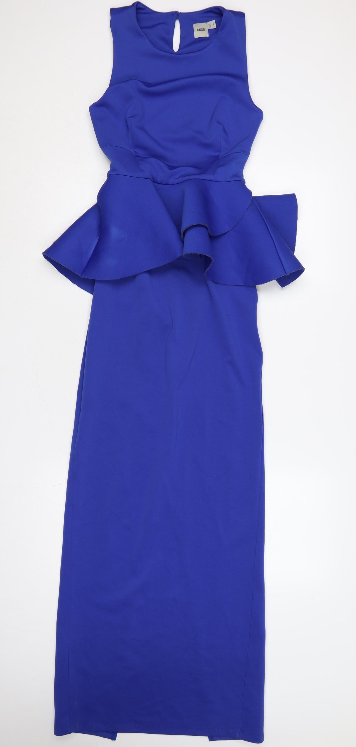 Additional front view of ASOS Women’s Blue UK 8 Long Sheath Peplum Occasion Dress