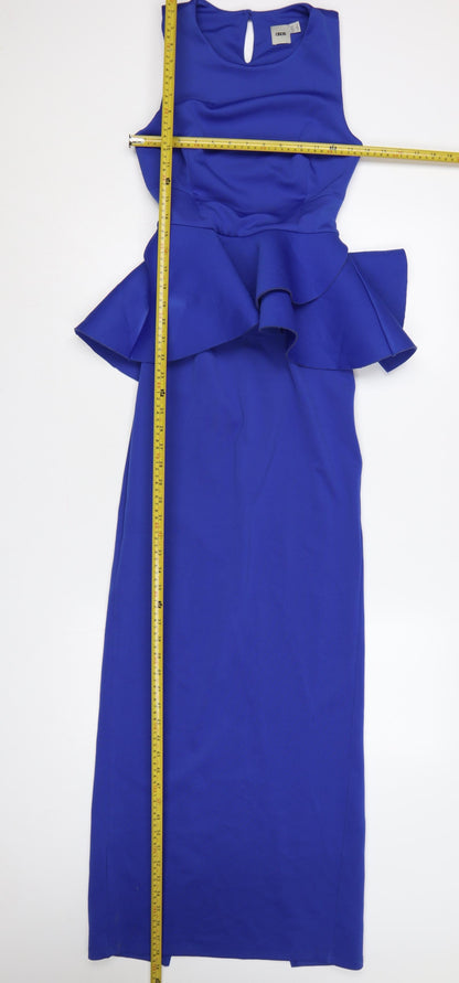 Back view of ASOS Women’s Blue UK 8 Long Sheath Peplum Occasion Dress