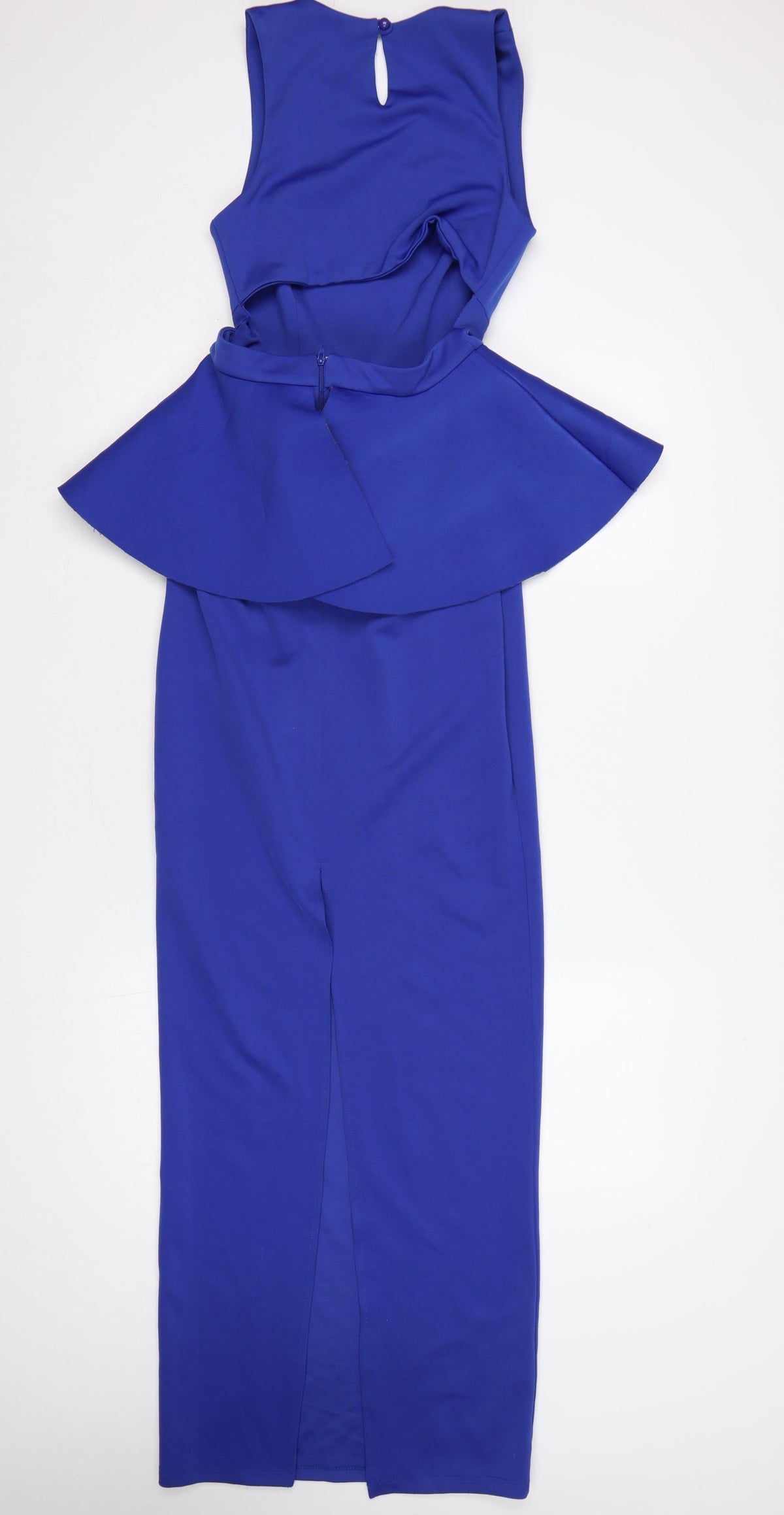 Close-up detail of ASOS Women’s Blue UK 8 Long Sheath Peplum Occasion Dress