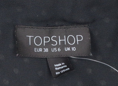 Topshop Women Black Polka Dot Wide-Leg Strappy Jumpsuit UK 10