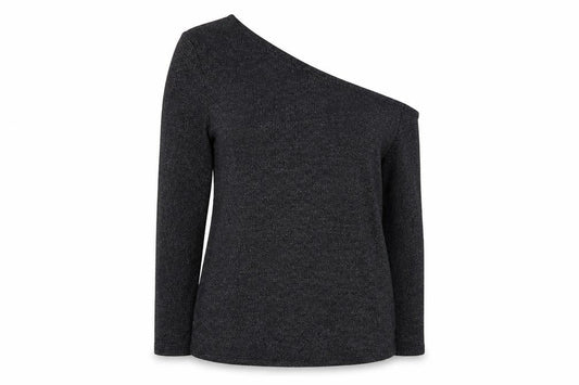 Marks & Spencer Women Black Glitter One Shoulder Long Sleeve Knit Top UK 18
