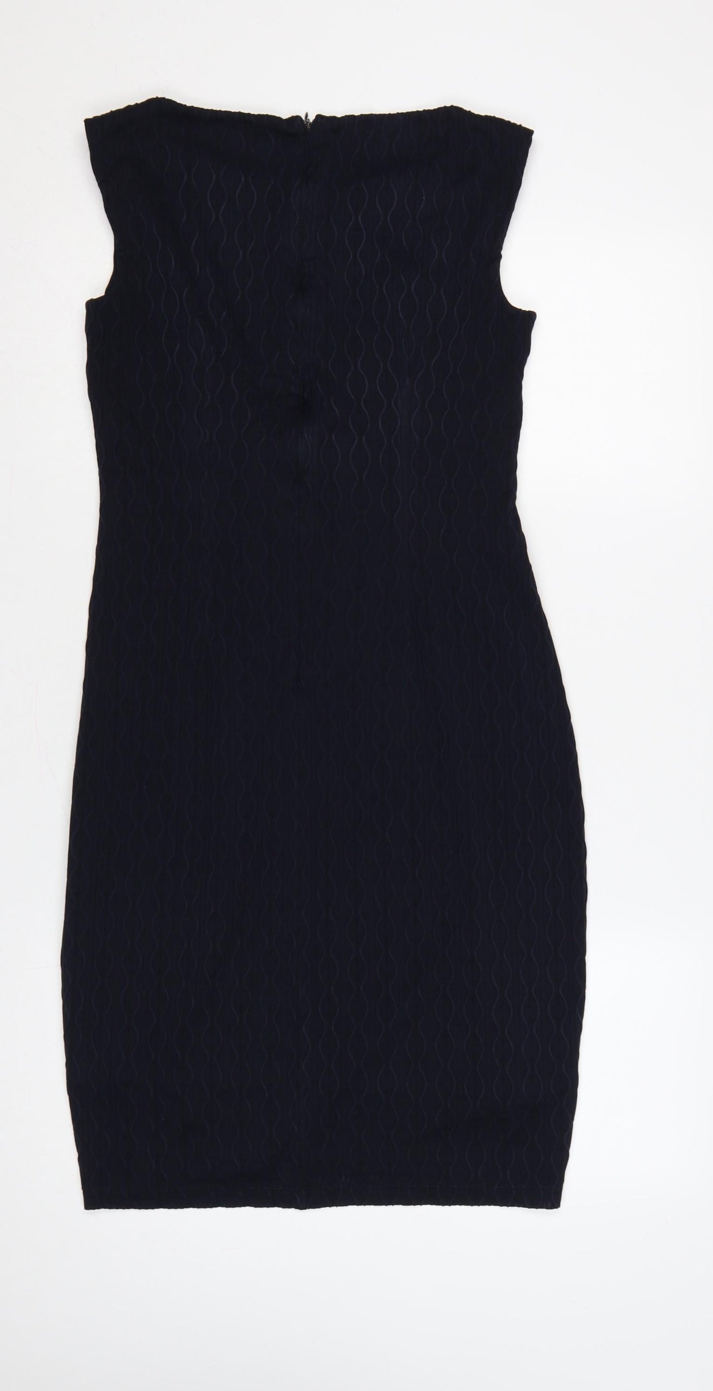 Marks & Spencer Women Blue UK 14 Sleeveless Ruched Sheath Dress
