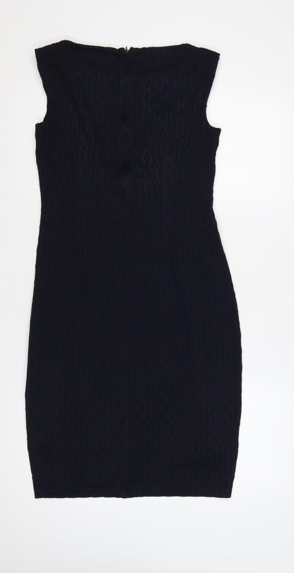 Marks & Spencer Women Blue UK 14 Sleeveless Ruched Sheath Dress