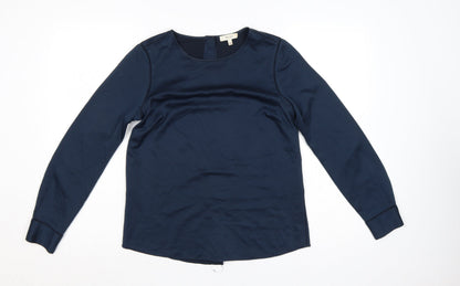 Reiss Women Blue UK 8 Long Sleeve Balloon Sleeve Back Button Blouse