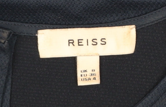 Reiss Women Blue UK 8 Long Sleeve Balloon Sleeve Back Button Blouse