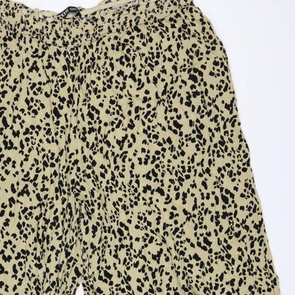 Yours Women’s Beige Leopard Print Wide-Leg Cropped Trousers UK 26-28