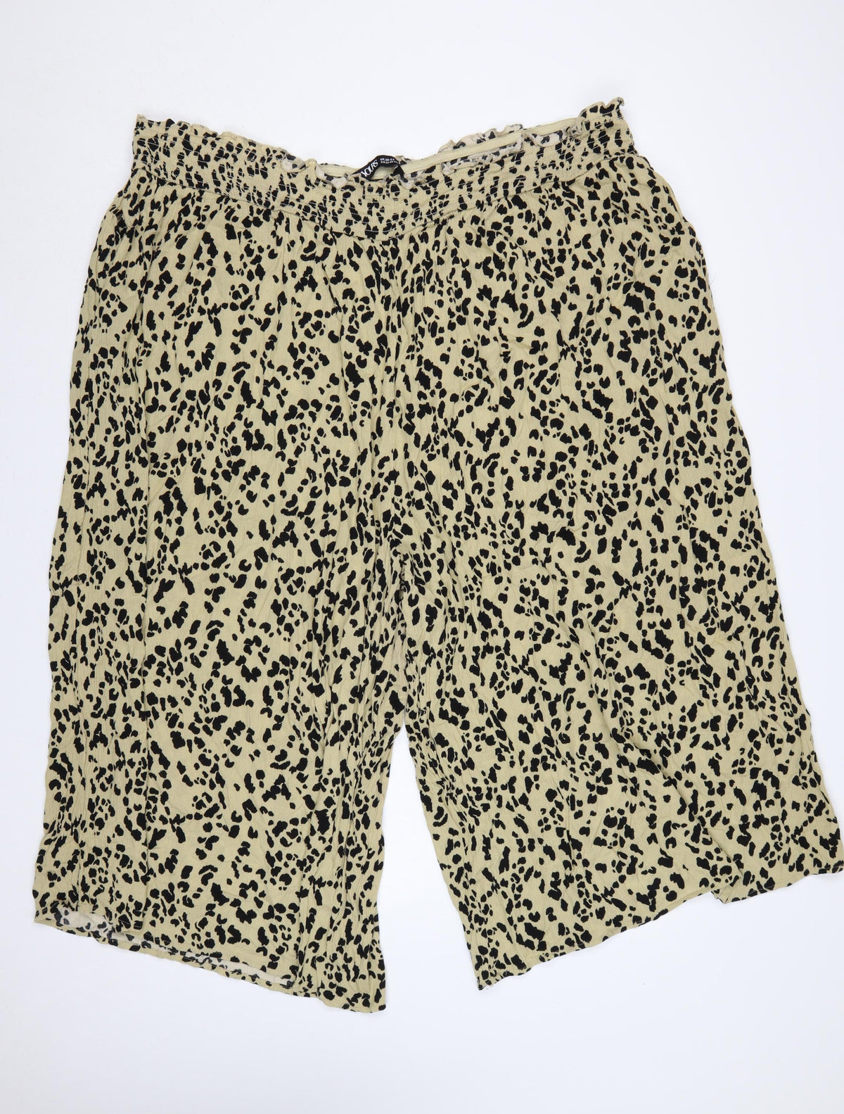 Yours Women’s Beige Leopard Print Wide-Leg Cropped Trousers UK 26-28