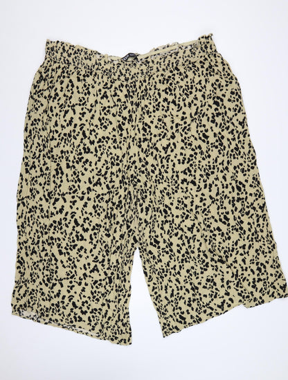 Yours Women’s Beige Leopard Print Wide-Leg Cropped Trousers UK 26-28