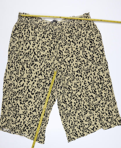 Yours Women’s Beige Leopard Print Wide-Leg Cropped Trousers UK 26-28