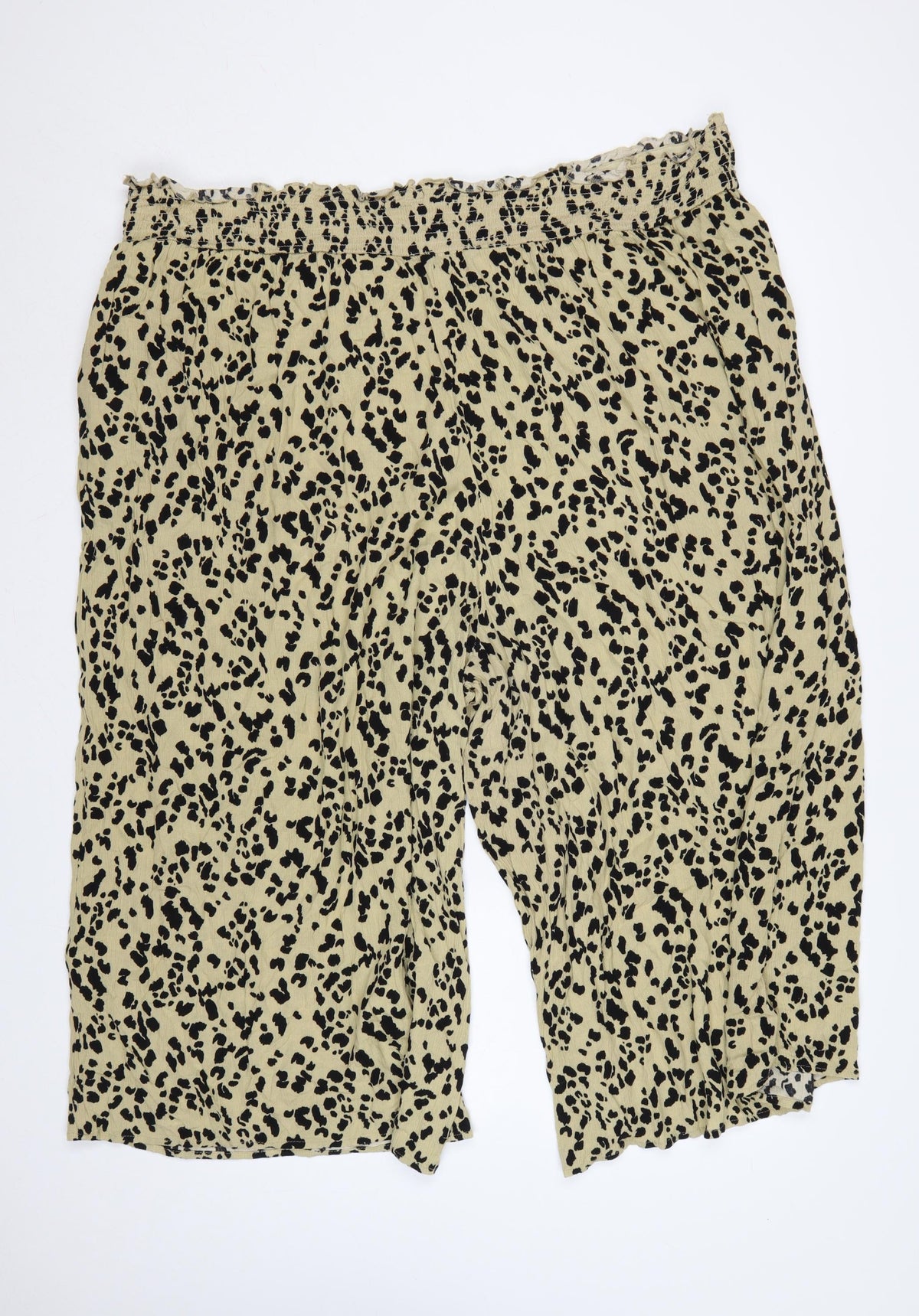 Yours Women’s Beige Leopard Print Wide-Leg Cropped Trousers UK 26-28