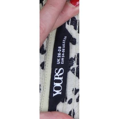 Yours Women’s Beige Leopard Print Wide-Leg Cropped Trousers UK 26-28