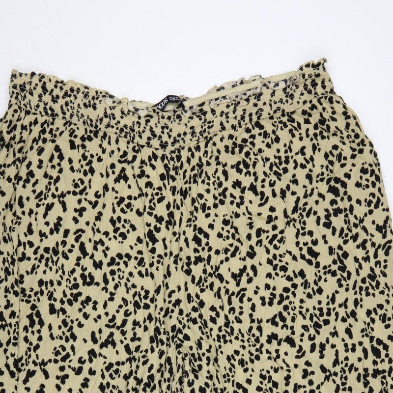 Yours Women’s Beige Leopard Print Wide-Leg Cropped Trousers UK 26-28