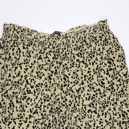Yours Women’s Beige Leopard Print Wide-Leg Cropped Trousers UK 26-28