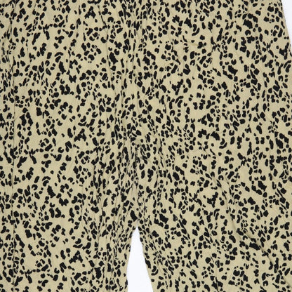 Yours Women’s Beige Leopard Print Wide-Leg Cropped Trousers UK 26-28