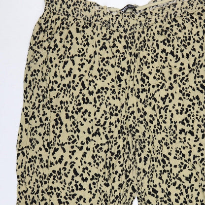 Yours Women’s Beige Leopard Print Wide-Leg Cropped Trousers UK 26-28