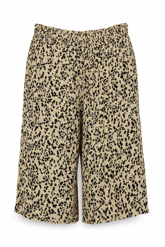 Yours Women’s Beige Leopard Print Wide-Leg Cropped Trousers UK 26-28