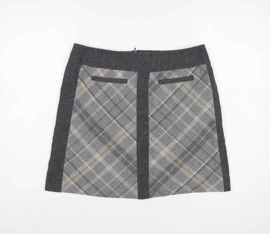 Autograph Women’s Grey Plaid Straight Pencil Skirt UK 12 Short