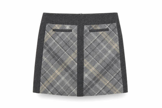 Autograph Women’s Grey Plaid Straight Pencil Skirt UK 12 Short