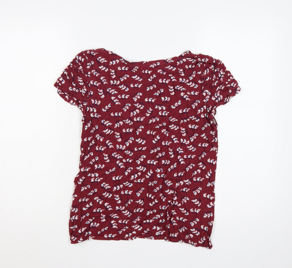 Faithful Mantara & True Women Red Floral Puff Sleeve Blouse UK 10