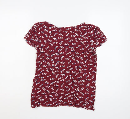 Faithful Mantara & True Women Red Floral Puff Sleeve Blouse UK 10