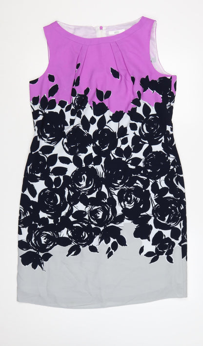 Marks & Spencer Women Multicoloured UK 14 Floral Sheath Dress