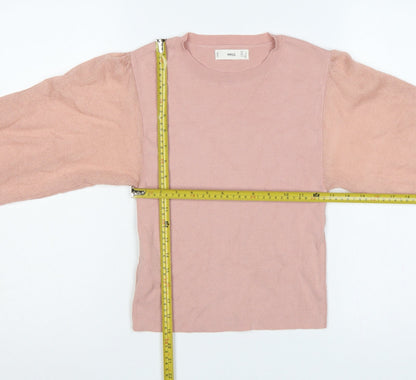 Mango Women’s Pink Size 8 Fine Knit Balloon Sleeve Jumper