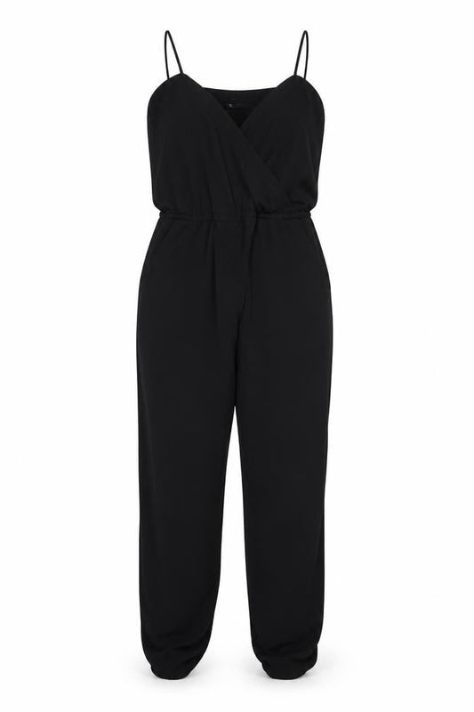 River Island Women Black Size 10 Strappy Tapered Jumpsuit