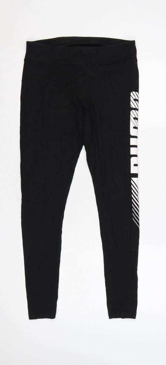 Puma Women’s Black M Logo Print Skinny Gym Training Leggings