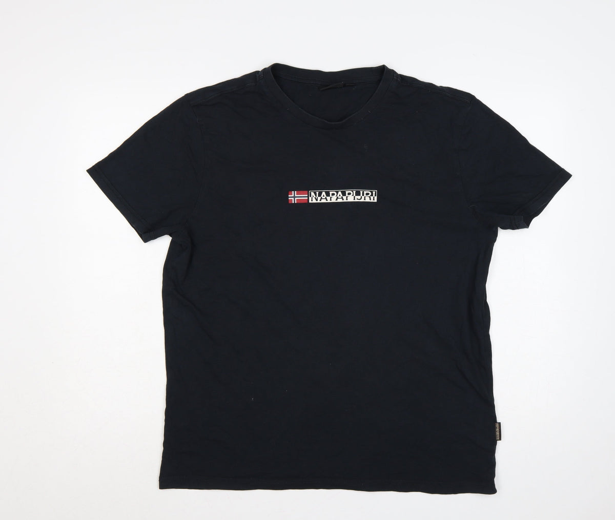 Napapijri Men's Black XL Graphic Logo Flag Crew Neck T-Shirt