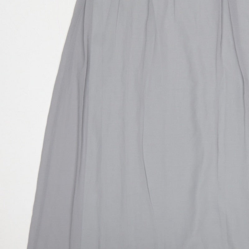 Quiz Women Grey Size 8 Beaded Chiffon Maxi Evening Dress