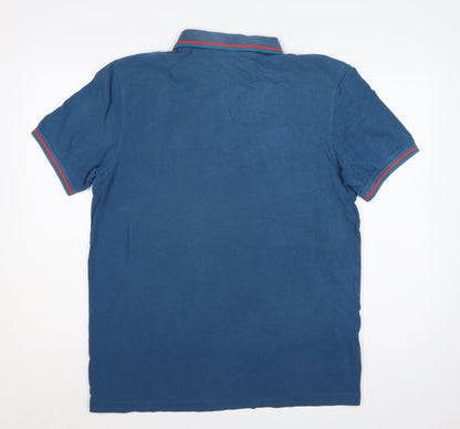 Fred Perry Men's Blue XL Twin Tipped Cotton Short Sleeve Polo Shirt