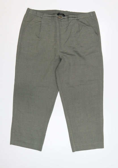 Bm Women Grey Size 16 Straight Leg Elastic Waist Smart Trousers