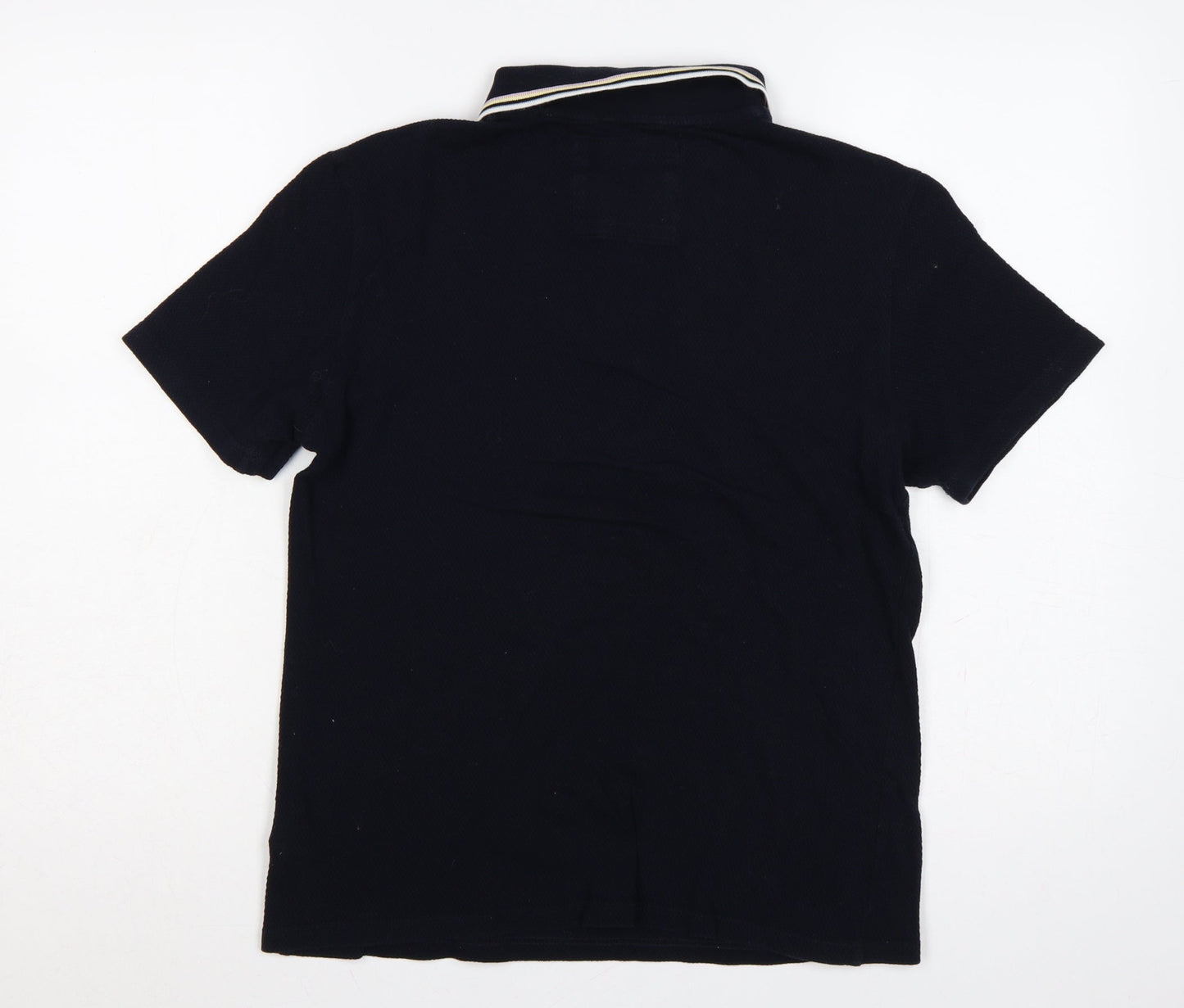 Ted Baker Men’s Black M Cotton Polo Shirt Striped Trim Short Sleeve